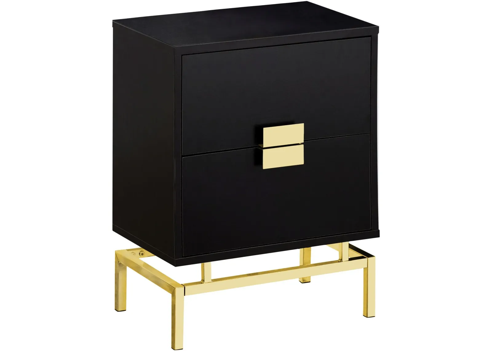 Accent Table, Side, End, Nightstand, Lamp, Storage Drawer, Living Room, Bedroom, Metal, Laminate, Brown, Gold, Contemporary, Modern