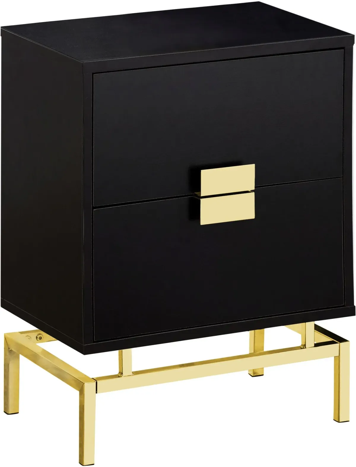 Accent Table, Side, End, Nightstand, Lamp, Storage Drawer, Living Room, Bedroom, Metal, Laminate, Brown, Gold, Contemporary, Modern