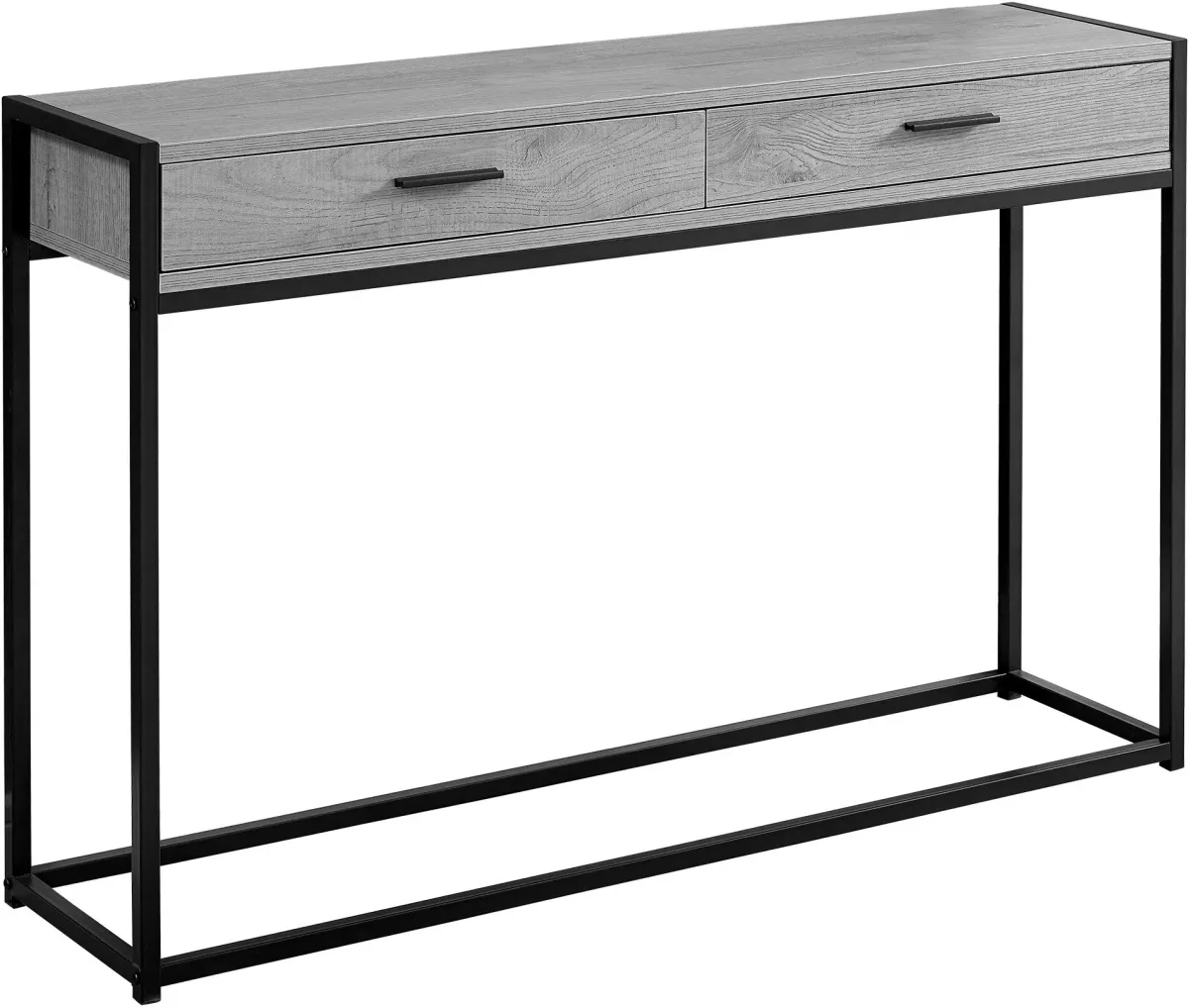 Accent Table, Console, Entryway, Narrow, Sofa, Storage Drawer, Living Room, Bedroom, Metal, Laminate, Grey, Black, Contemporary, Modern