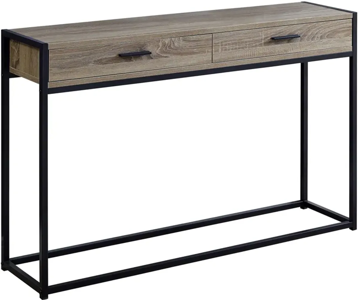 Accent Table, Console, Entryway, Narrow, Sofa, Storage Drawer, Living Room, Bedroom, Metal, Laminate, Brown, Black, Contemporary, Modern