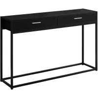 Accent Table, Console, Entryway, Narrow, Sofa, Storage Drawer, Living Room, Bedroom, Metal, Laminate, Black, Contemporary, Modern