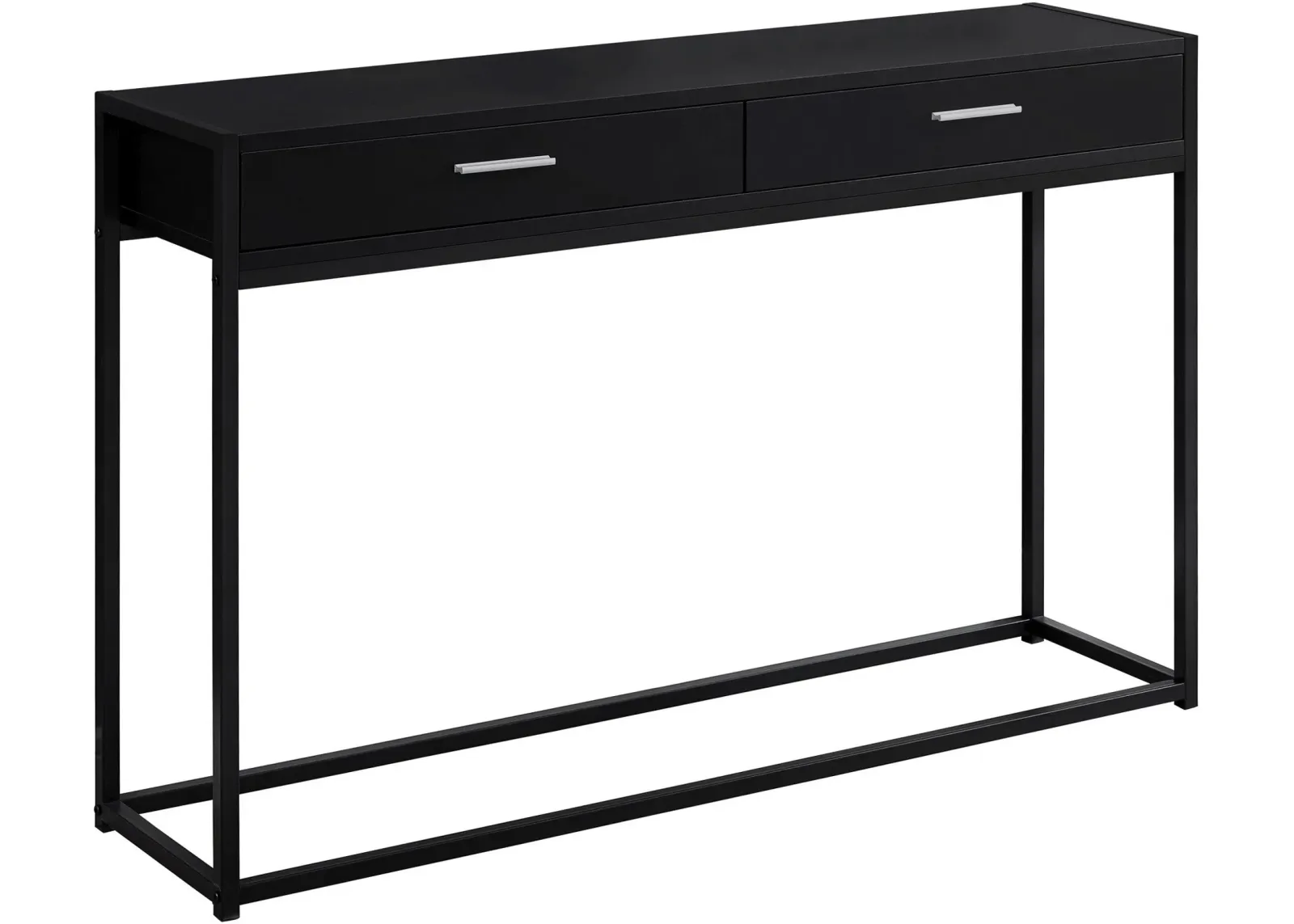 Accent Table, Console, Entryway, Narrow, Sofa, Storage Drawer, Living Room, Bedroom, Metal, Laminate, Black, Contemporary, Modern