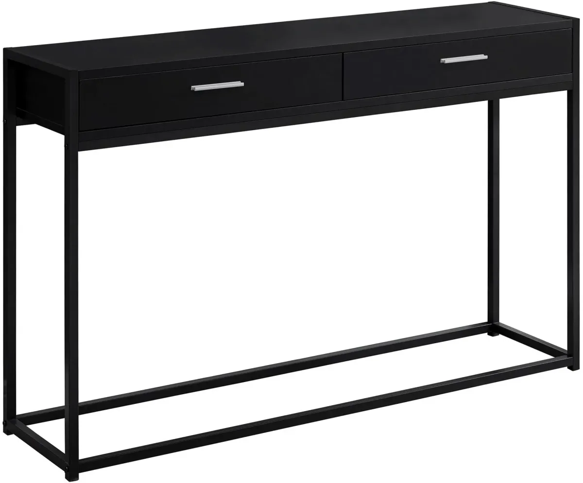 Accent Table, Console, Entryway, Narrow, Sofa, Storage Drawer, Living Room, Bedroom, Metal, Laminate, Black, Contemporary, Modern