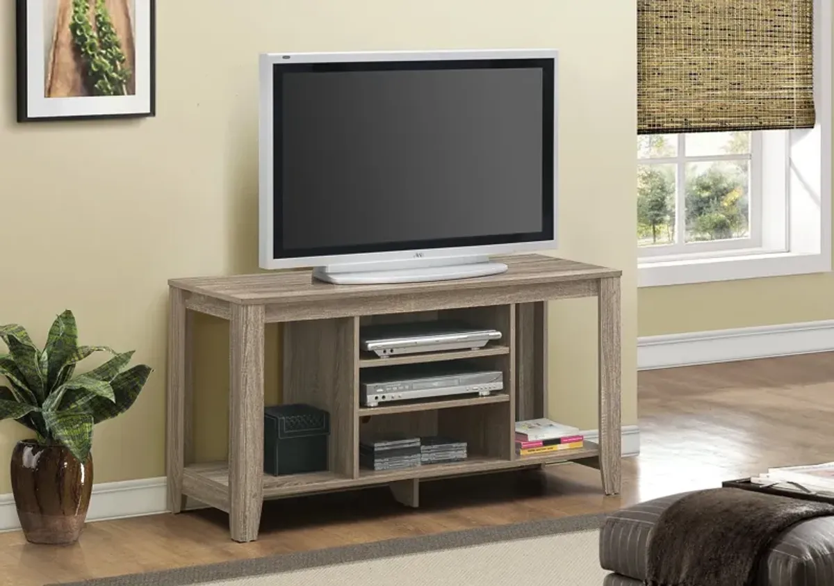 Tv Stand, 48 Inch, Console, Media Entertainment Center, Storage Shelves, Living Room, Bedroom, Laminate, Brown, Contemporary, Modern