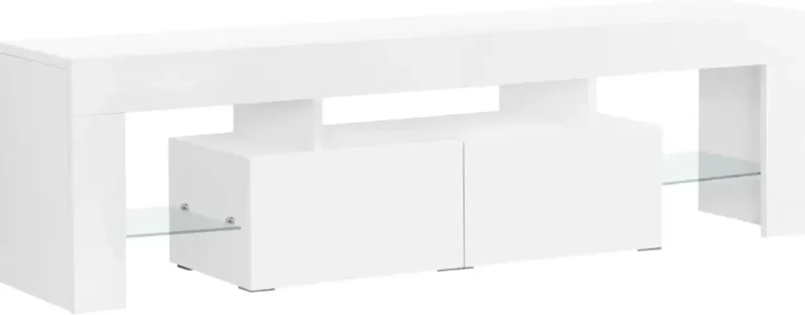 Tv Stand, 63 Inch, Console, Media Entertainment Center, Storage Cabinet, Living Room, Bedroom, Laminate, Glossy White, Clear, Contemporary, Modern