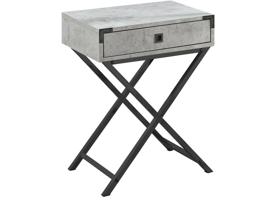 Accent Table, Side, End, Nightstand, Lamp, Storage Drawer, Living Room, Bedroom, Metal, Laminate, Grey, Black, Contemporary, Modern