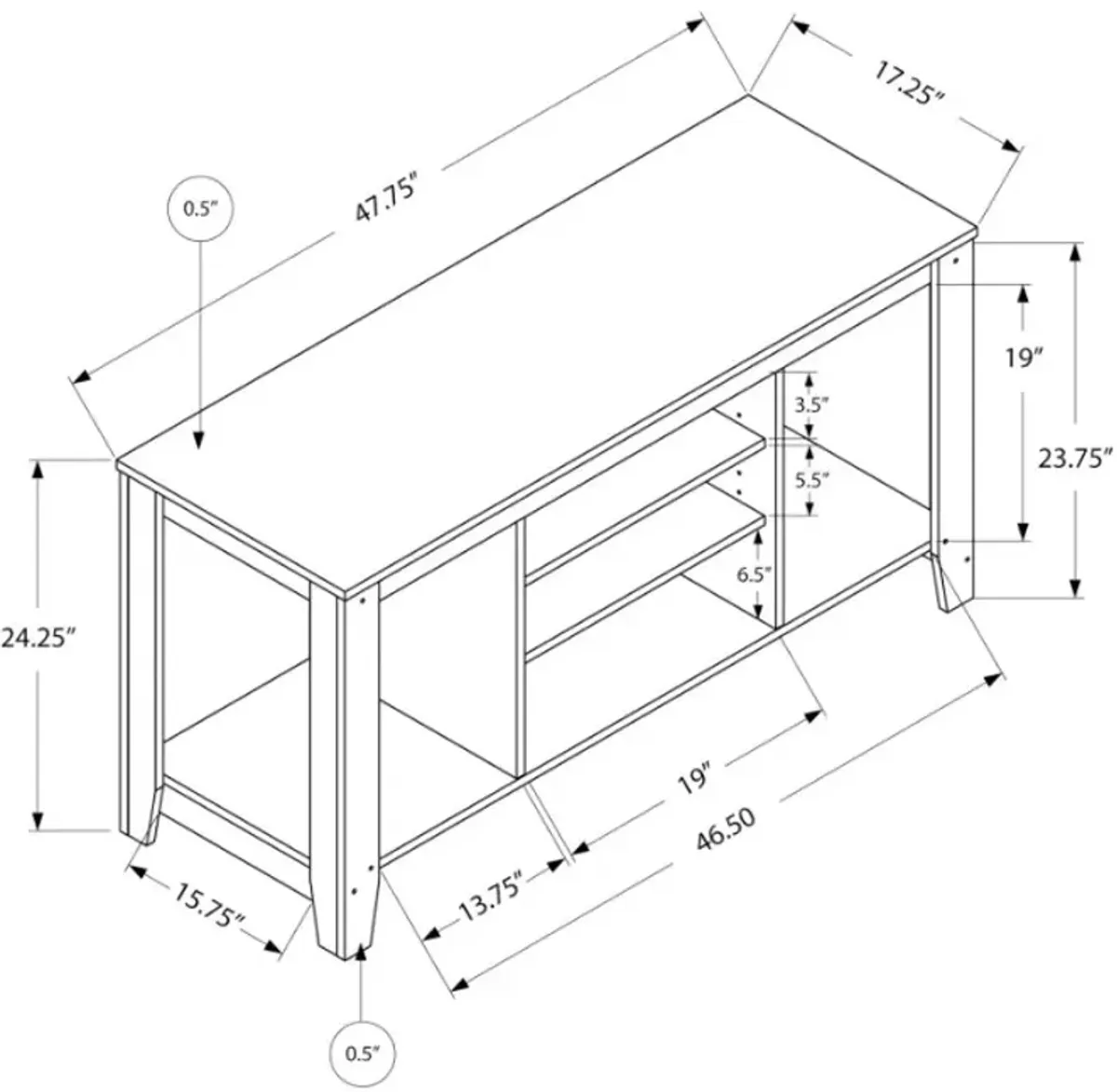 Monarch Specialties Inc. Brown Oak TV Stand