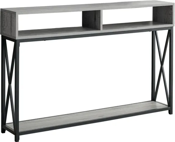 Accent Table, Console, Entryway, Narrow, Sofa, Living Room, Bedroom, Metal, Laminate, Grey, Black, Contemporary, Modern