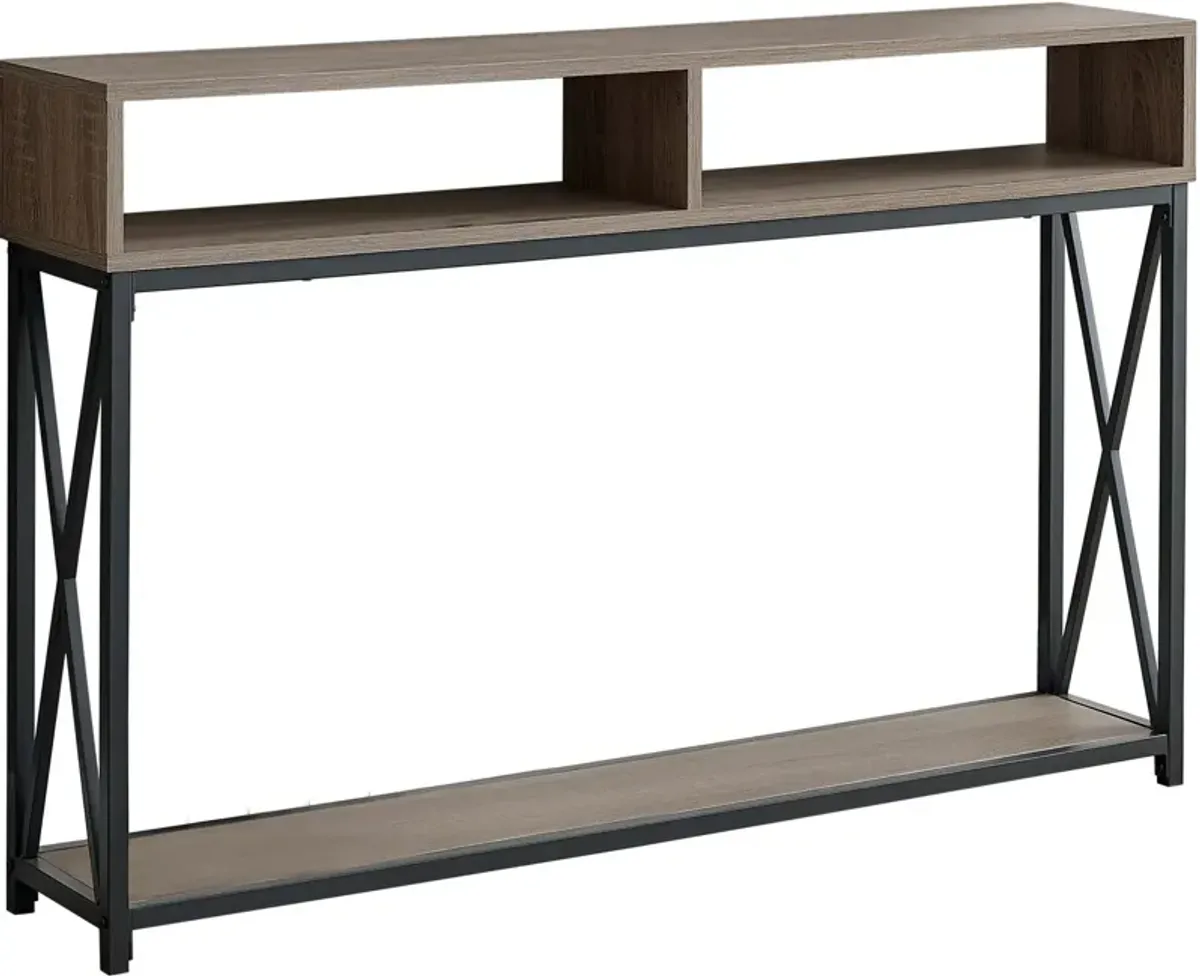 Accent Table, Console, Entryway, Narrow, Sofa, Living Room, Bedroom, Metal, Laminate, Brown, Black, Contemporary, Modern