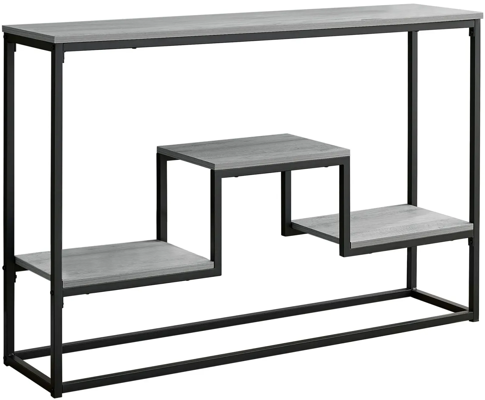 Accent Table, Console, Entryway, Narrow, Sofa, Living Room, Bedroom, Metal, Laminate, Grey, Black, Contemporary, Modern