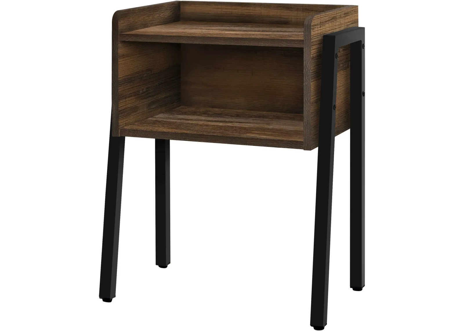 Accent Table, Side, End, Nightstand, Lamp, Living Room, Bedroom, Metal, Laminate, Brown, Black, Contemporary, Modern