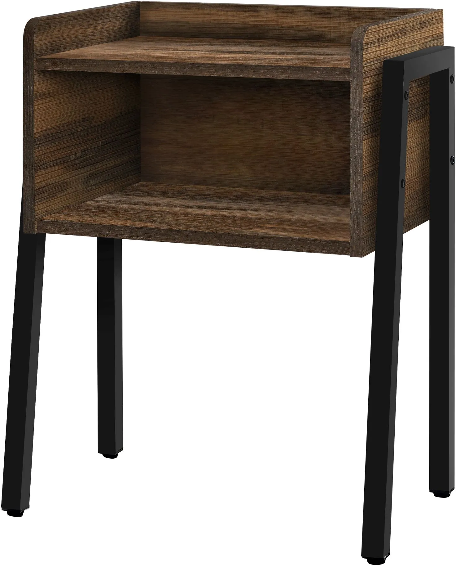 Accent Table, Side, End, Nightstand, Lamp, Living Room, Bedroom, Metal, Laminate, Brown, Black, Contemporary, Modern