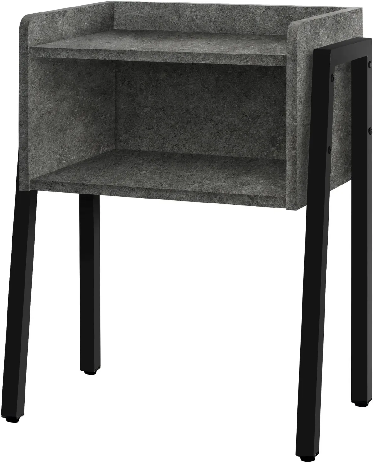 Accent Table, Side, End, Nightstand, Lamp, Living Room, Bedroom, Metal, Laminate, Grey, Black, Contemporary, Modern