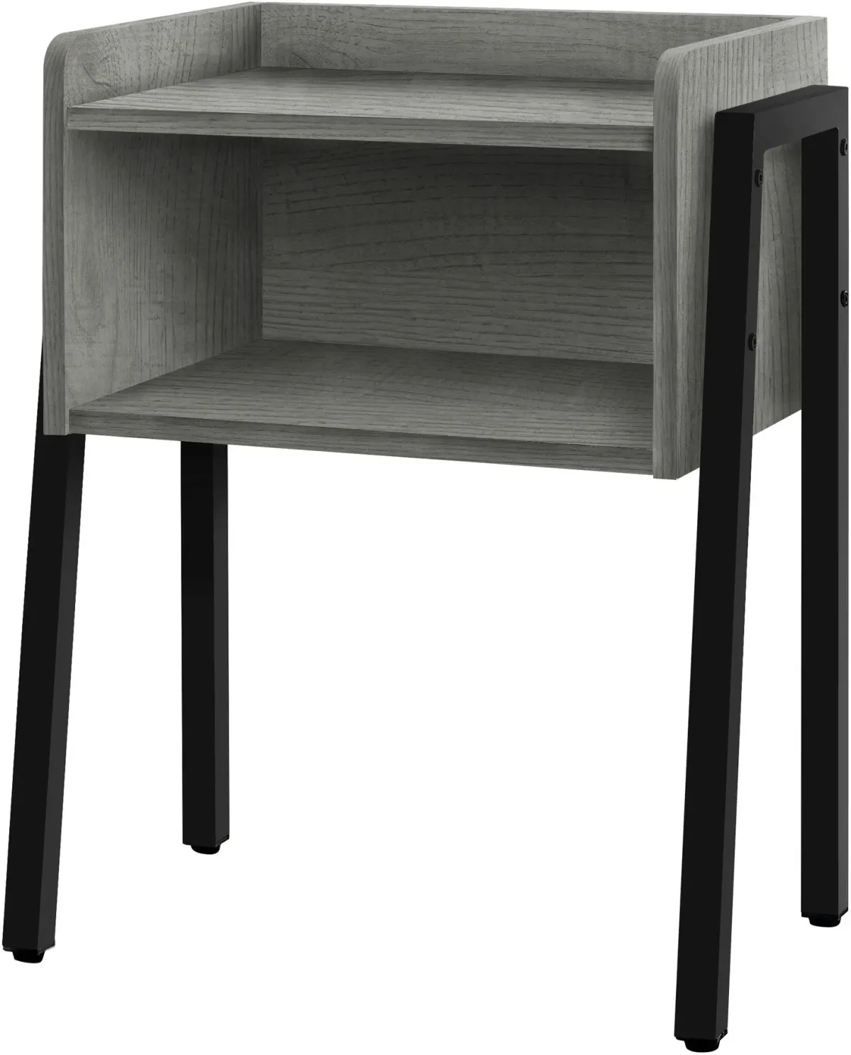 Accent Table, Side, End, Nightstand, Lamp, Living Room, Bedroom, Metal, Laminate, Grey, Black, Contemporary, Modern