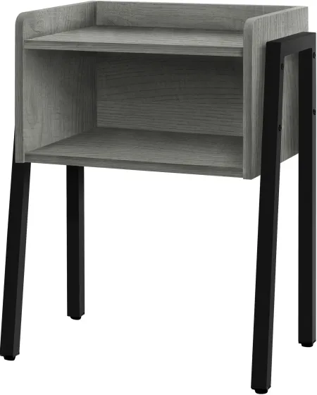 Accent Table, Side, End, Nightstand, Lamp, Living Room, Bedroom, Metal, Laminate, Grey, Black, Contemporary, Modern