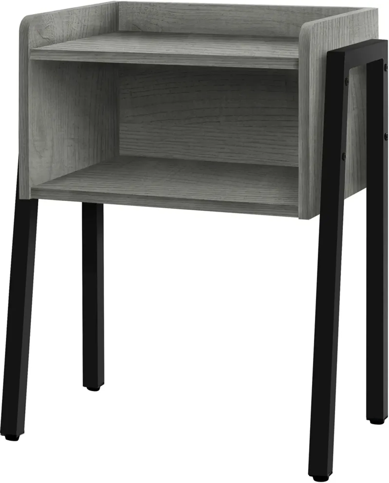 Accent Table, Side, End, Nightstand, Lamp, Living Room, Bedroom, Metal, Laminate, Grey, Black, Contemporary, Modern