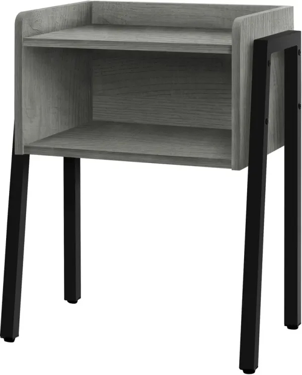 Accent Table, Side, End, Nightstand, Lamp, Living Room, Bedroom, Metal, Laminate, Grey, Black, Contemporary, Modern