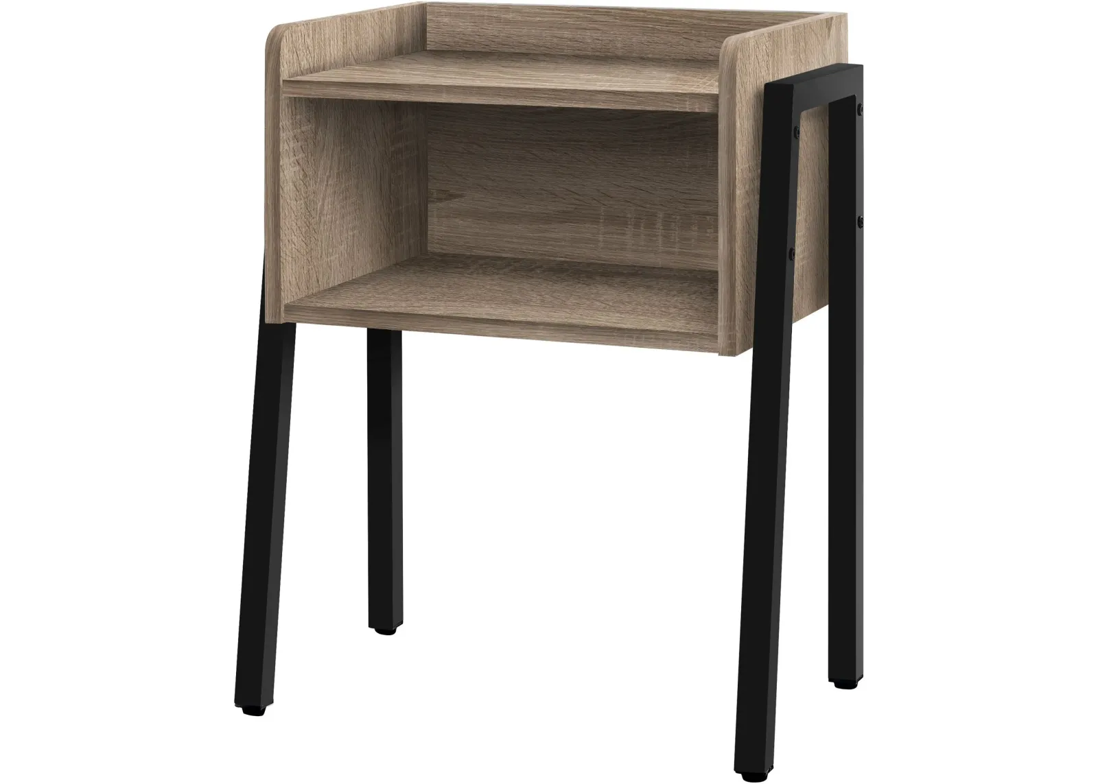 Accent Table, Side, End, Nightstand, Lamp, Living Room, Bedroom, Metal, Laminate, Brown, Black, Contemporary, Modern