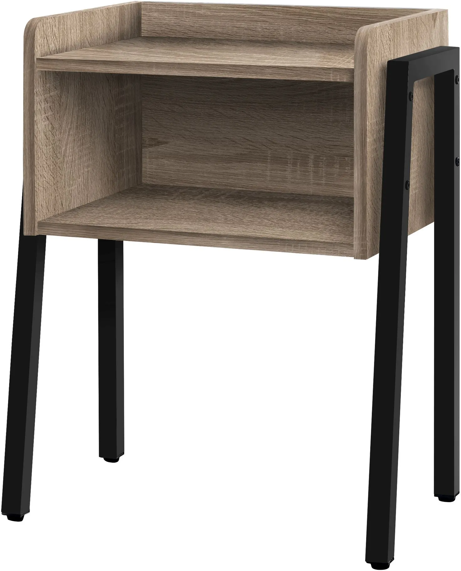 Accent Table, Side, End, Nightstand, Lamp, Living Room, Bedroom, Metal, Laminate, Brown, Black, Contemporary, Modern