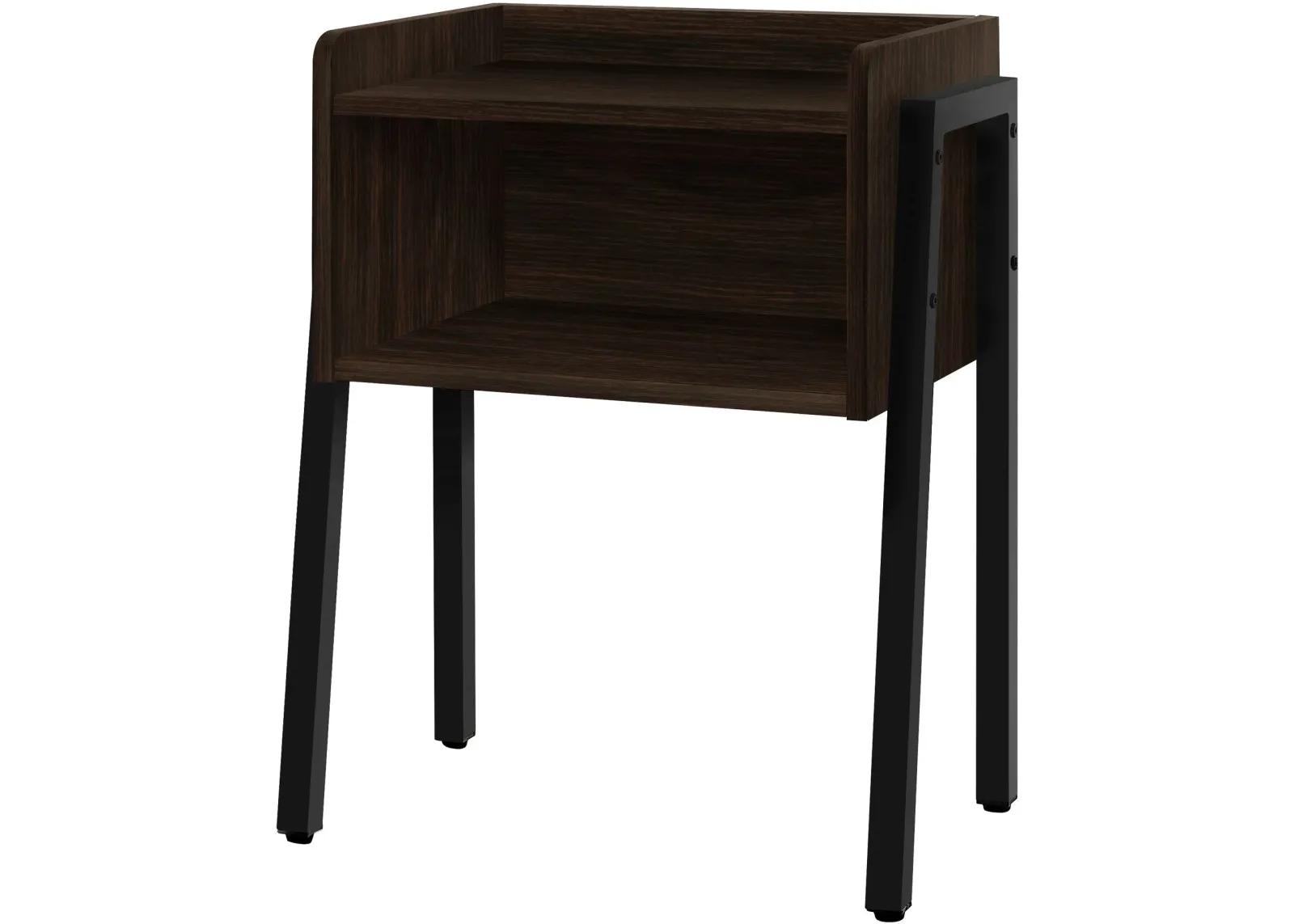 Accent Table, Side, End, Nightstand, Lamp, Living Room, Bedroom, Metal, Laminate, Brown, Black, Contemporary, Modern