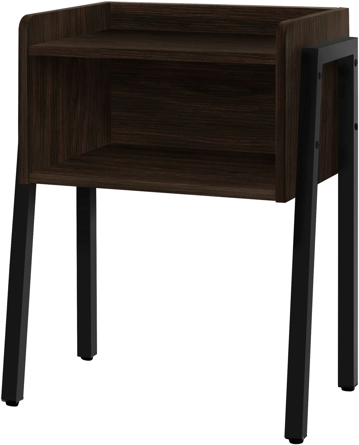 Accent Table, Side, End, Nightstand, Lamp, Living Room, Bedroom, Metal, Laminate, Brown, Black, Contemporary, Modern