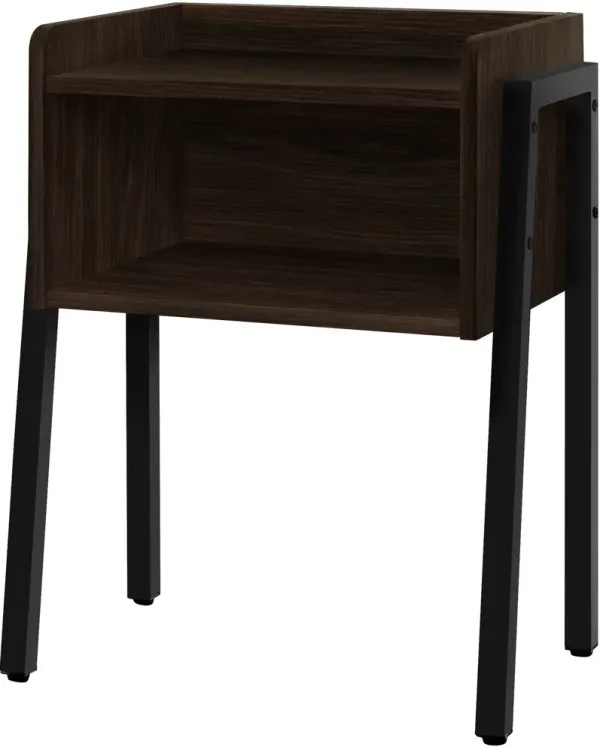 Accent Table, Side, End, Nightstand, Lamp, Living Room, Bedroom, Metal, Laminate, Brown, Black, Contemporary, Modern
