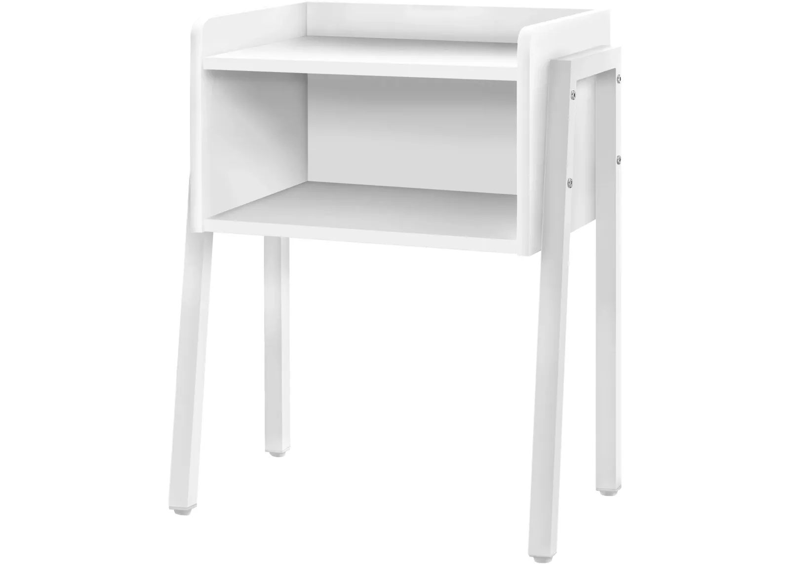 Accent Table, Side, End, Nightstand, Lamp, Living Room, Bedroom, Metal, Laminate, White, Contemporary, Modern