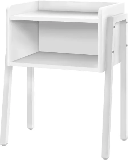 Accent Table, Side, End, Nightstand, Lamp, Living Room, Bedroom, Metal, Laminate, White, Contemporary, Modern