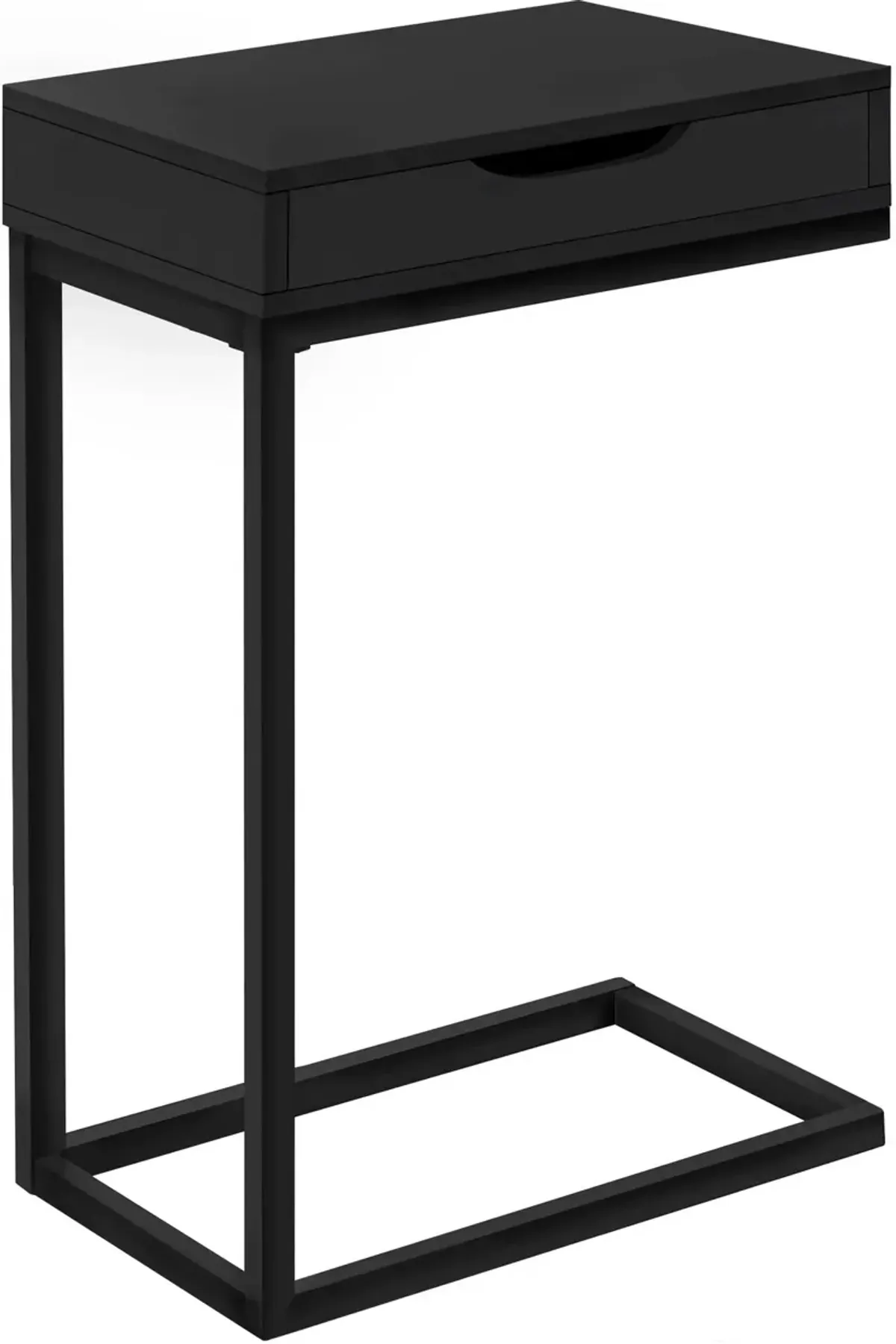 Accent Table, C-Shaped, End, Side, Snack, Storage Drawer, Living Room, Bedroom, Metal, Laminate, Black, Contemporary, Modern