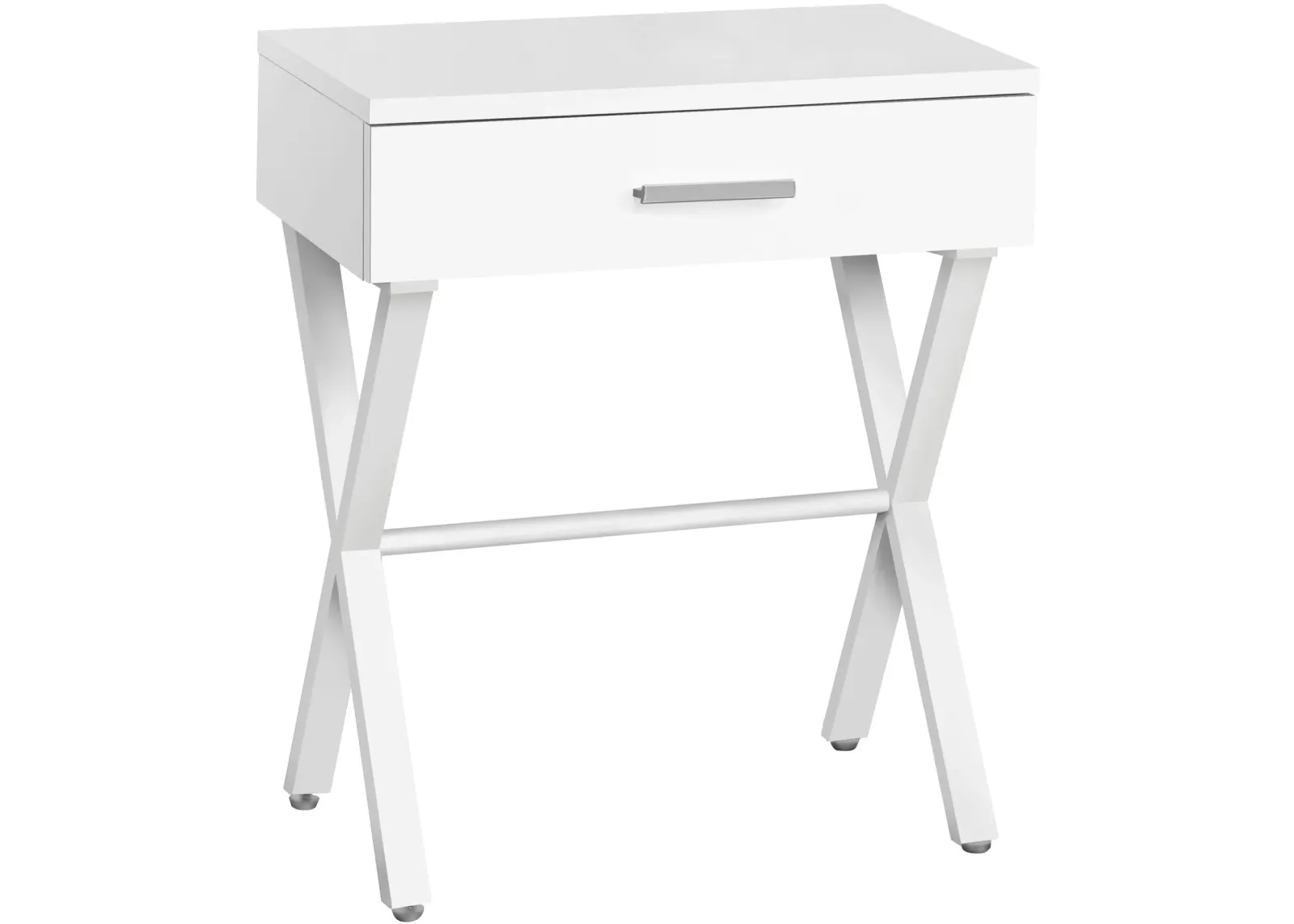 Accent Table, Side, End, Nightstand, Lamp, Storage Drawer, Living Room, Bedroom, Metal, Laminate, White, Contemporary, Modern