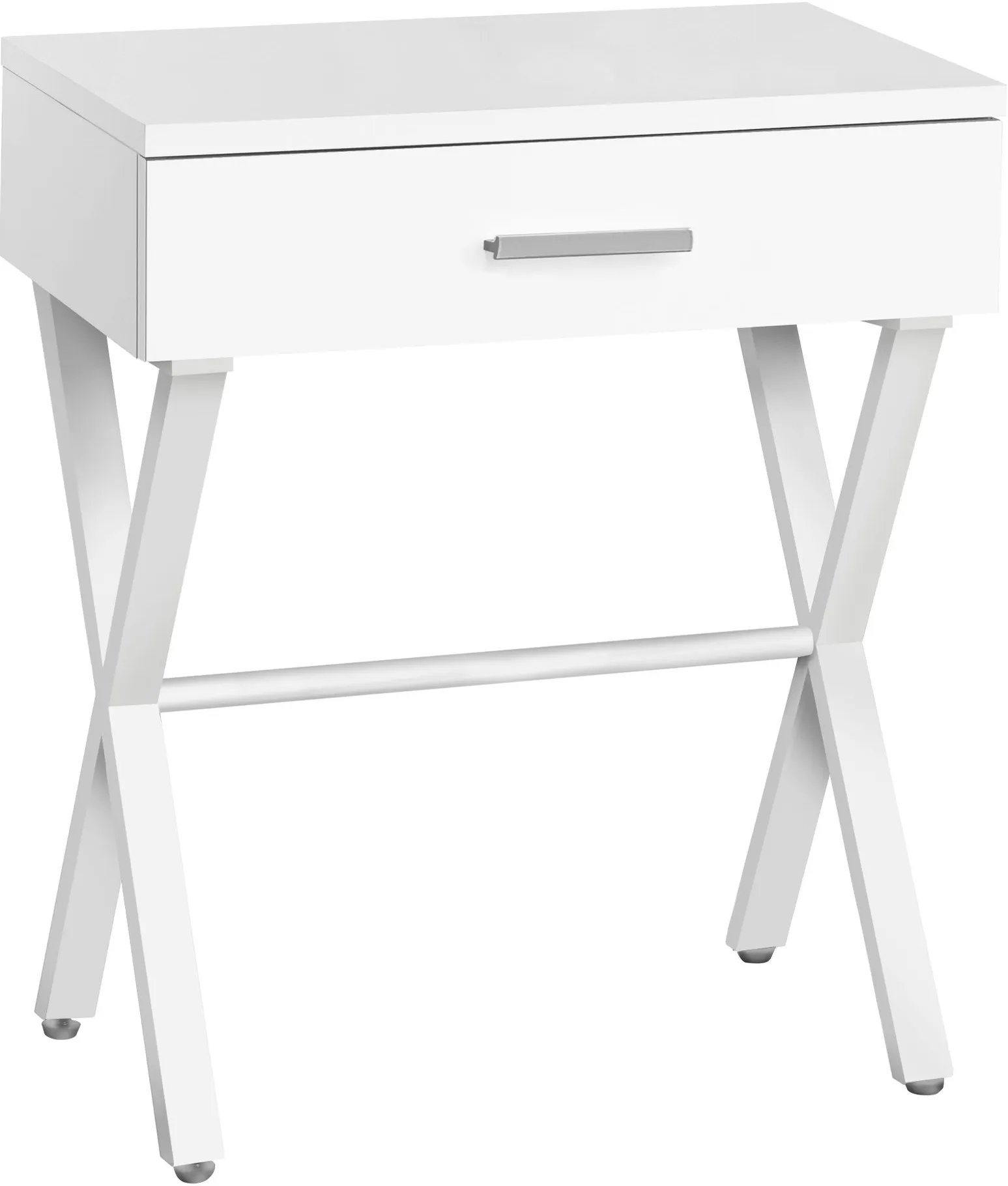 Accent Table, Side, End, Nightstand, Lamp, Storage Drawer, Living Room, Bedroom, Metal, Laminate, White, Contemporary, Modern
