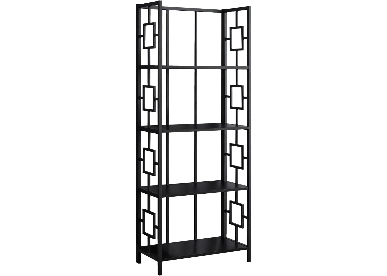 Bookshelf, Bookcase, Etagere, 4 Tier, 62"H, Office, Bedroom, Metal, Laminate, Black, Contemporary, Modern