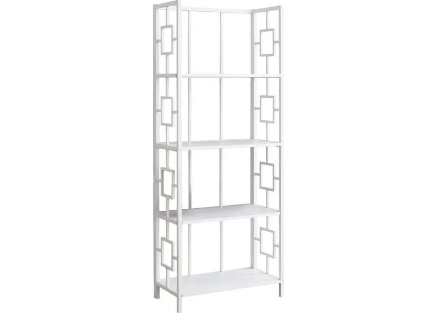 Bookshelf, Bookcase, Etagere, 4 Tier, 62"H, Office, Bedroom, Metal, Laminate, White, Contemporary, Modern