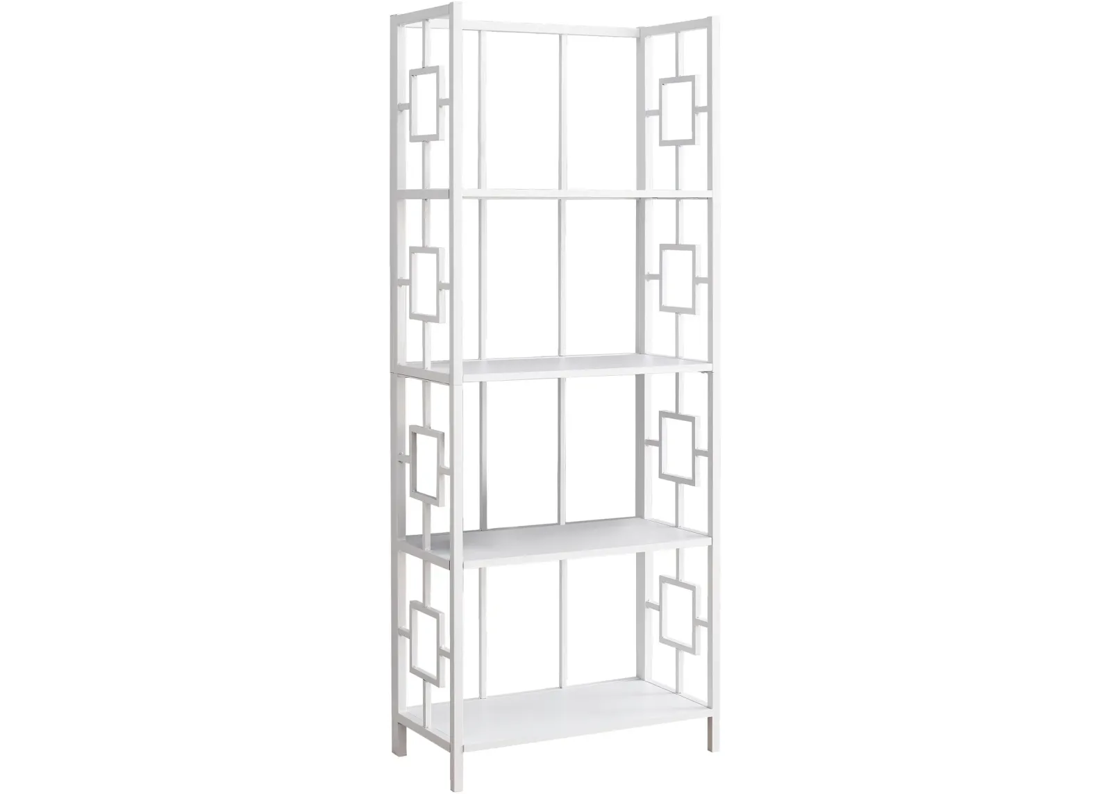 Bookshelf, Bookcase, Etagere, 4 Tier, 62"H, Office, Bedroom, Metal, Laminate, White, Contemporary, Modern