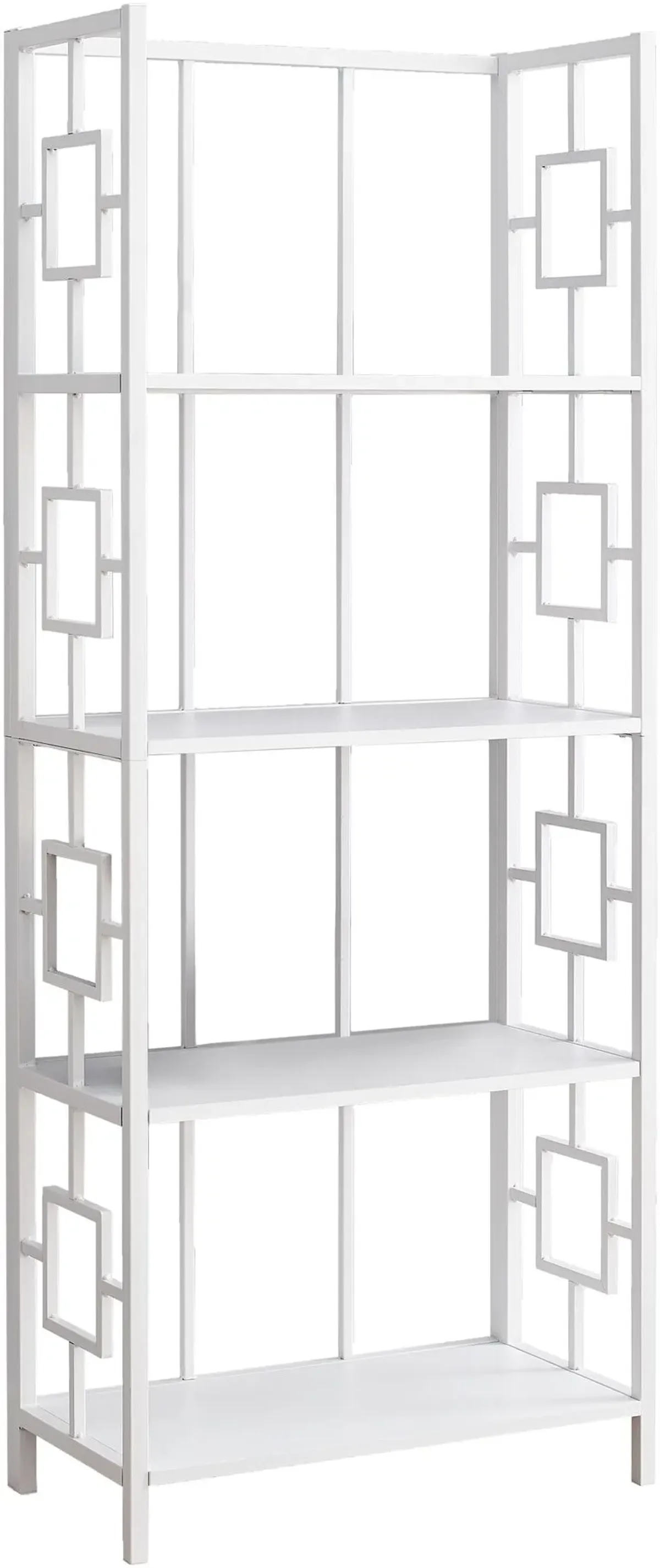 Bookshelf, Bookcase, Etagere, 4 Tier, 62"H, Office, Bedroom, Metal, Laminate, White, Contemporary, Modern