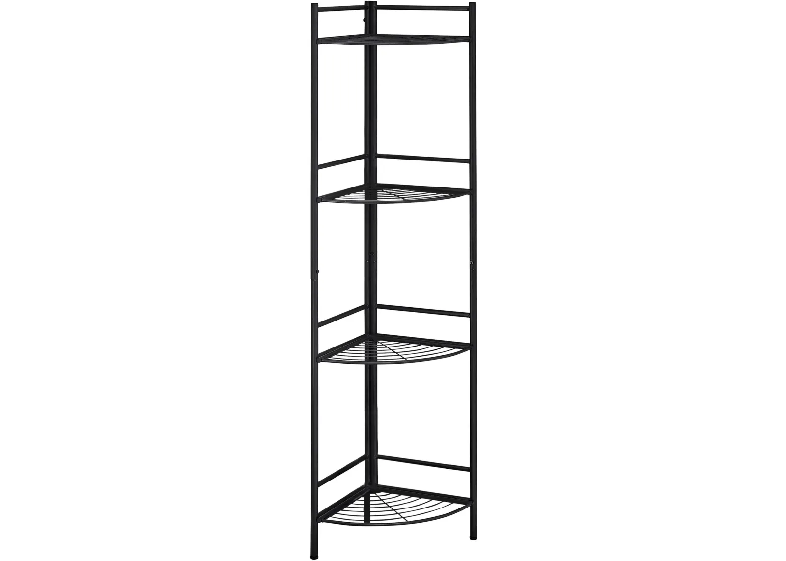 Bookshelf, Bookcase, Etagere, Corner, 3 Tier, 58"H, Office, Bedroom, Metal, Black, Contemporary, Modern