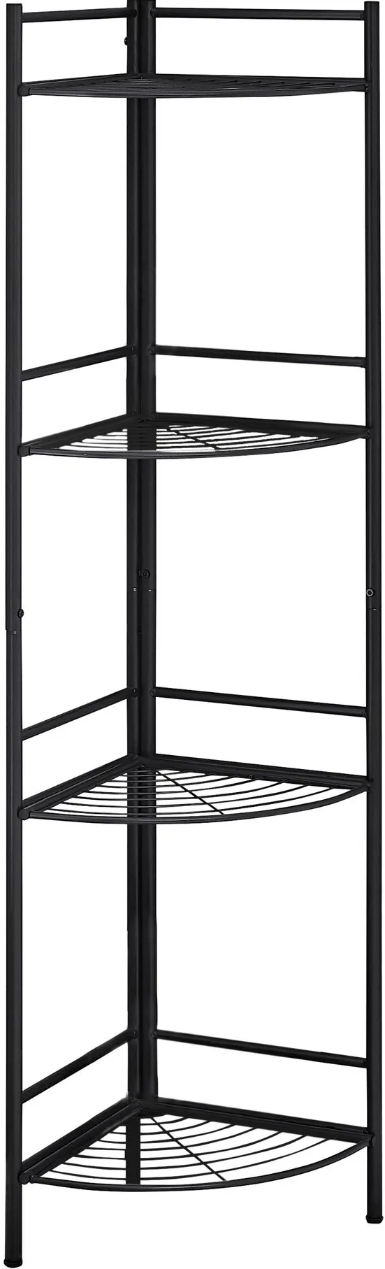 Bookshelf, Bookcase, Etagere, Corner, 3 Tier, 58"H, Office, Bedroom, Metal, Black, Contemporary, Modern