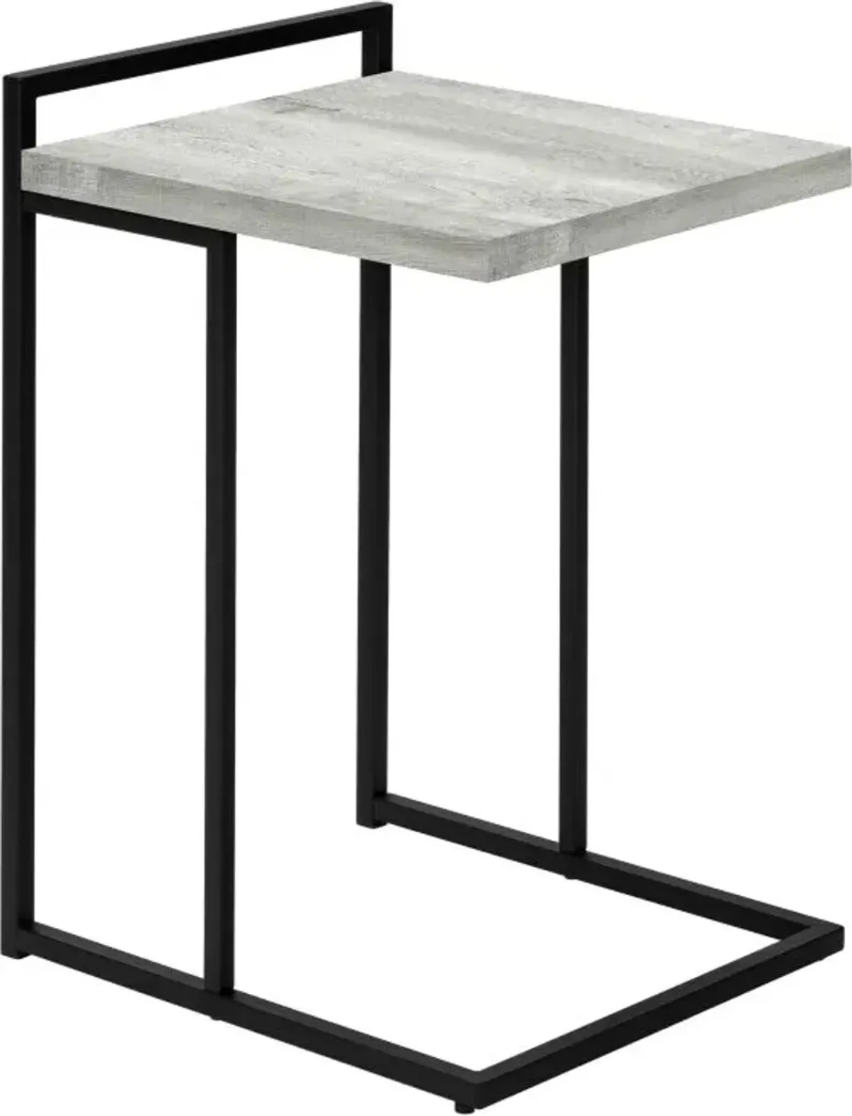 Accent Table, C-Shaped, End, Side, Snack, Living Room, Bedroom, Metal, Laminate, Grey, Black, Contemporary, Modern