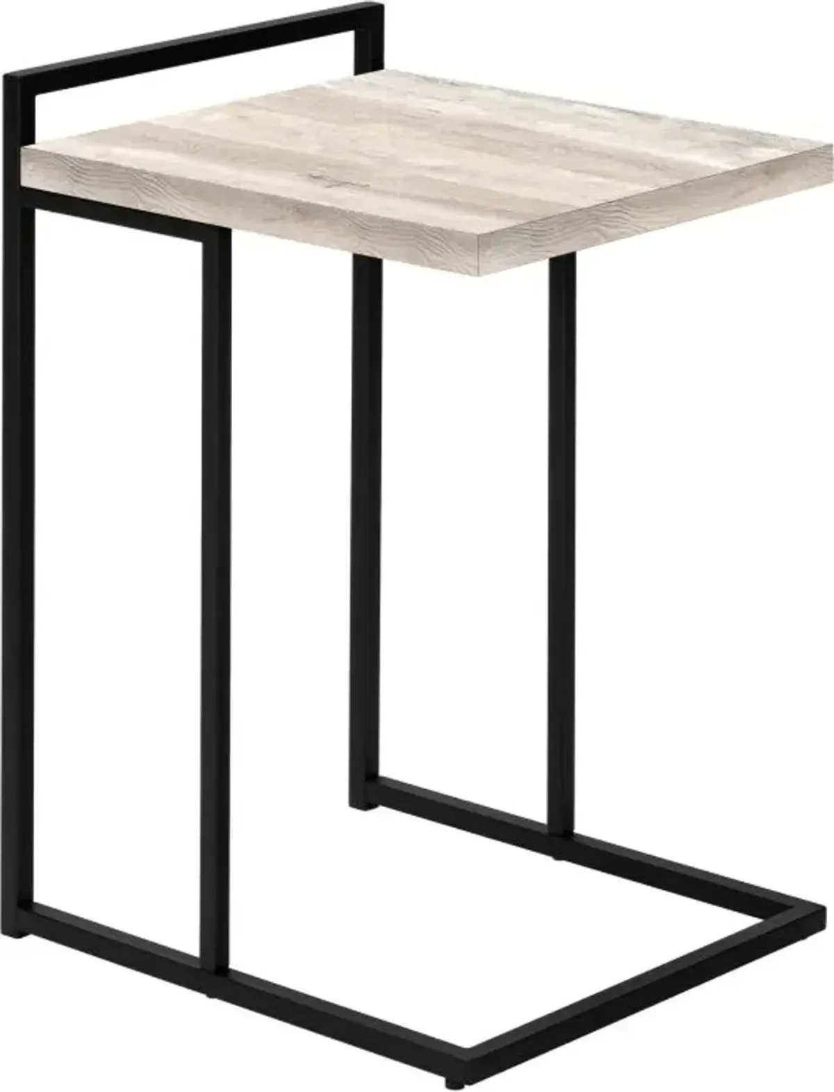 Accent Table, C-Shaped, End, Side, Snack, Living Room, Bedroom, Metal, Laminate, Beige, Black, Contemporary, Modern