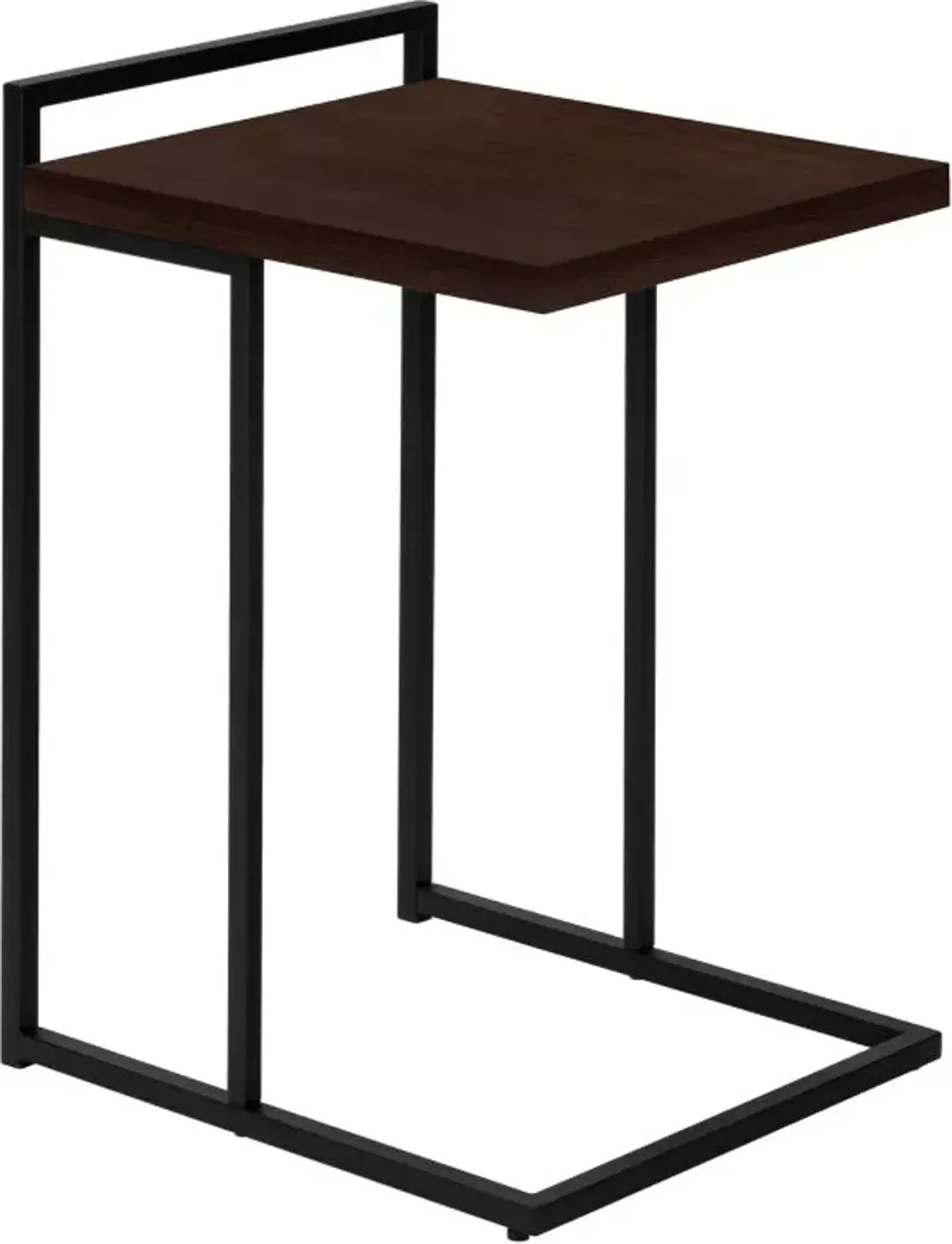 Accent Table, C-Shaped, End, Side, Snack, Living Room, Bedroom, Metal, Laminate, Brown, Black, Contemporary, Modern