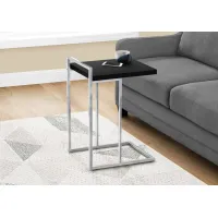 Accent Table, C-Shaped, End, Side, Snack, Living Room, Bedroom, Metal, Laminate, Black, Chrome, Contemporary, Modern