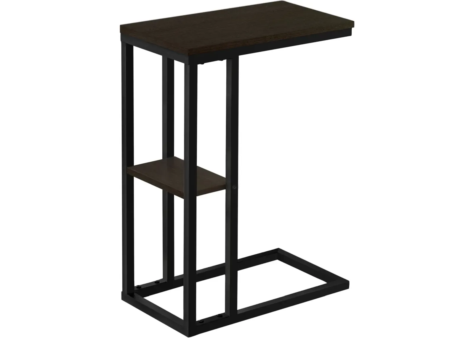 Accent Table, C-Shaped, End, Side, Snack, Living Room, Bedroom, Metal, Laminate, Brown, Black, Contemporary, Modern