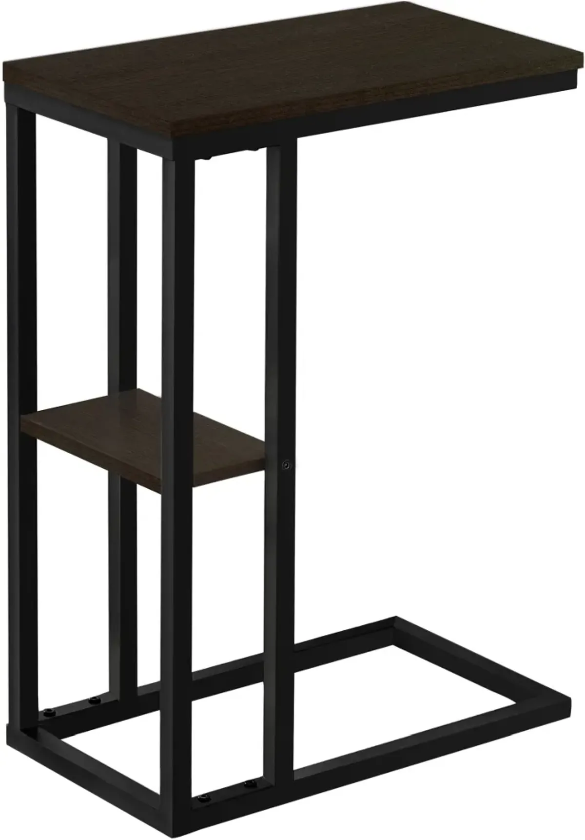 Accent Table, C-Shaped, End, Side, Snack, Living Room, Bedroom, Metal, Laminate, Brown, Black, Contemporary, Modern