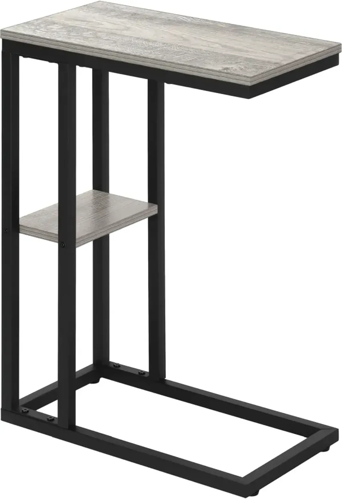 Accent Table, C-Shaped, End, Side, Snack, Living Room, Bedroom, Metal, Laminate, Grey, Black, Contemporary, Modern