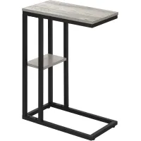 Accent Table, C-Shaped, End, Side, Snack, Living Room, Bedroom, Metal, Laminate, Grey, Black, Contemporary, Modern