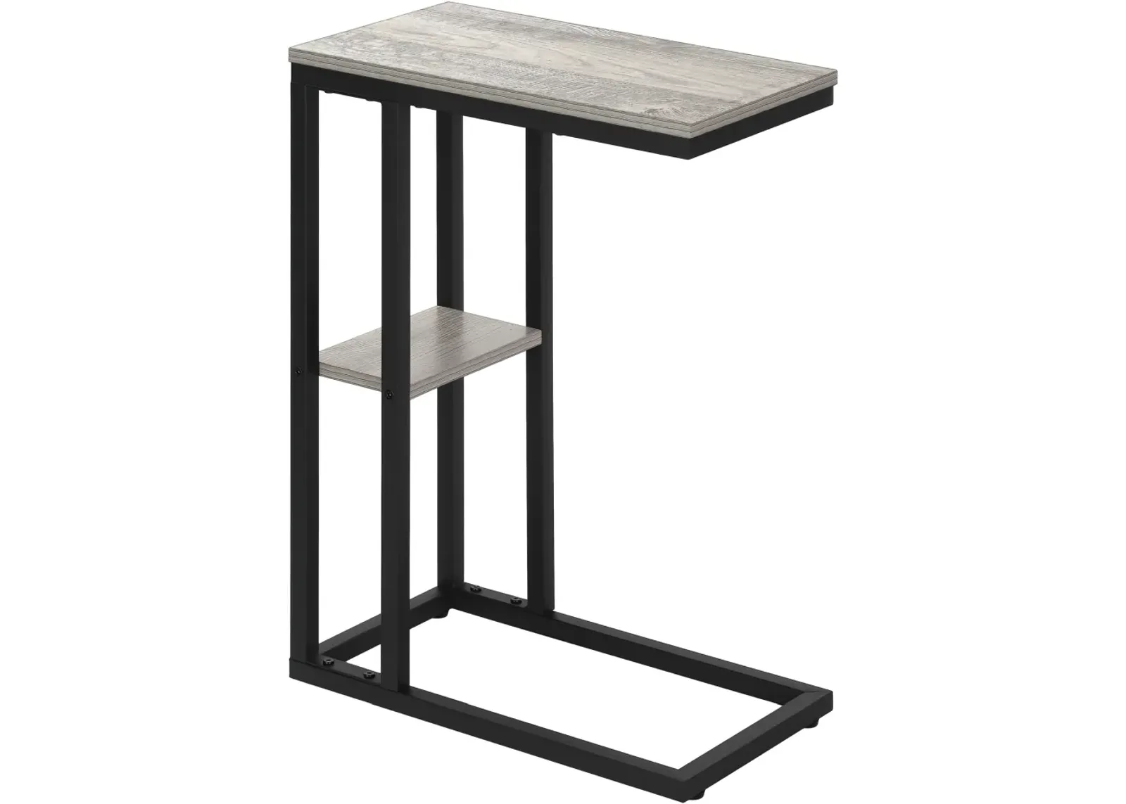 Accent Table, C-Shaped, End, Side, Snack, Living Room, Bedroom, Metal, Laminate, Grey, Black, Contemporary, Modern