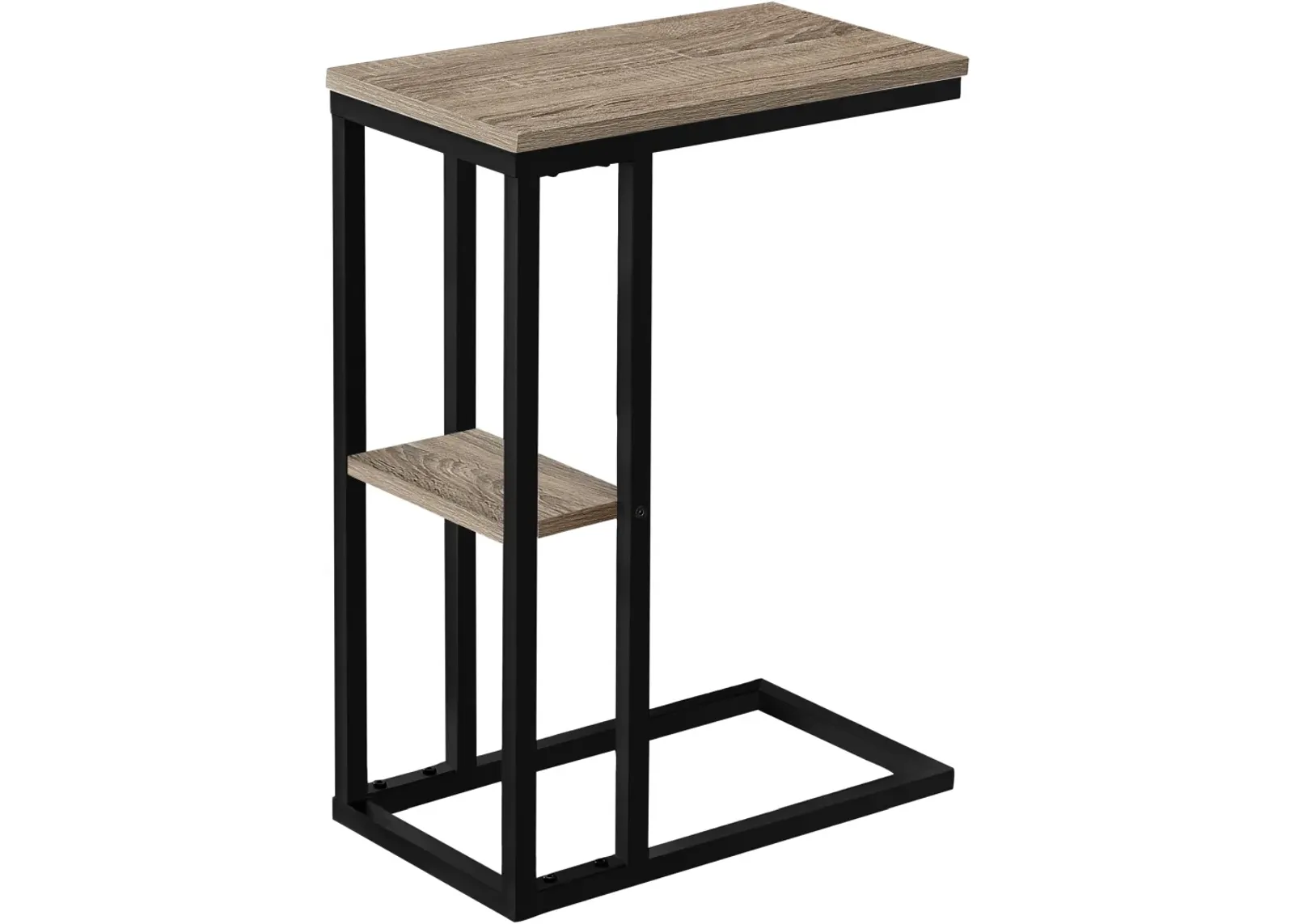 Accent Table, C-Shaped, End, Side, Snack, Living Room, Bedroom, Metal, Laminate, Brown, Black, Contemporary, Modern