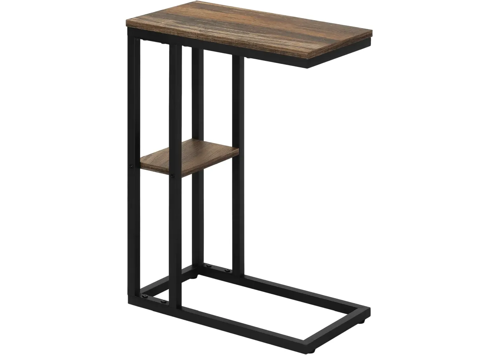 Accent Table, C-Shaped, End, Side, Snack, Living Room, Bedroom, Metal, Laminate, Brown, Black, Contemporary, Modern