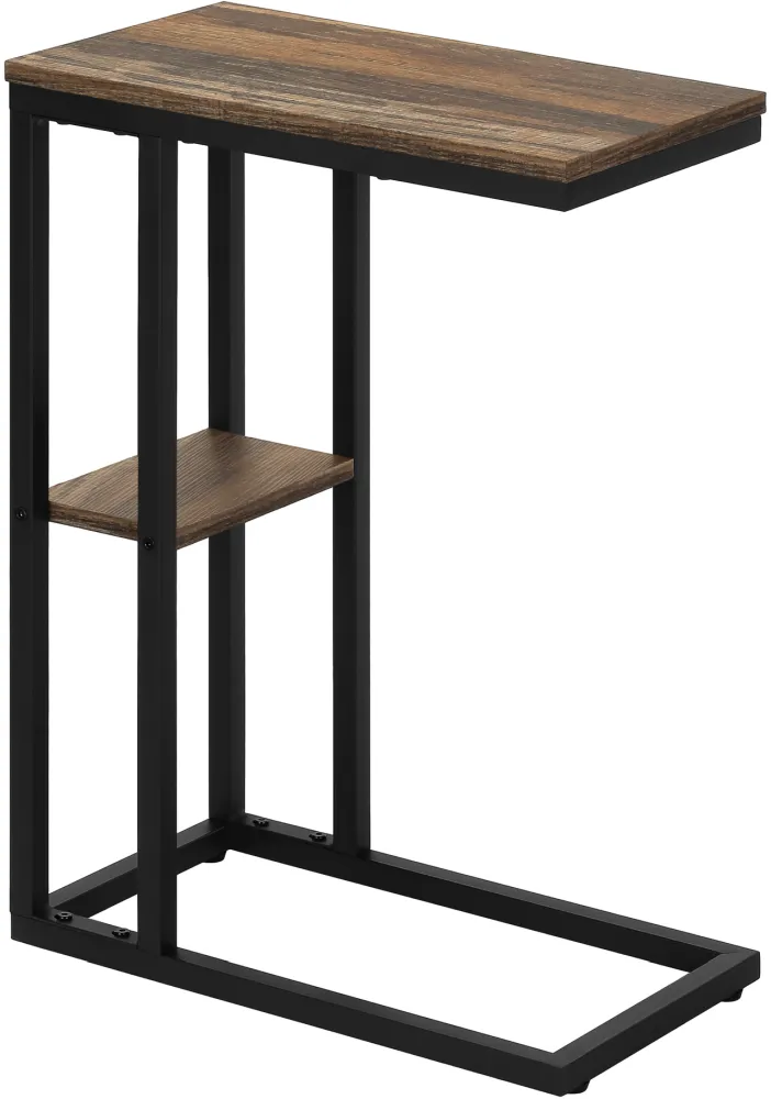 Accent Table, C-Shaped, End, Side, Snack, Living Room, Bedroom, Metal, Laminate, Brown, Black, Contemporary, Modern