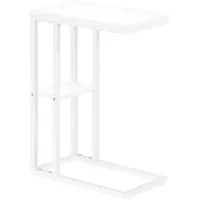 Accent Table, C-Shaped, End, Side, Snack, Living Room, Bedroom, Metal, Laminate, White, Contemporary, Modern
